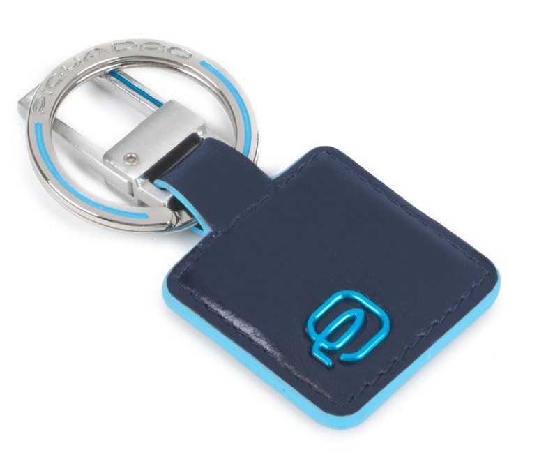 PORTACHIAVI PELLE ANELLA E MOSCHETTONE - BLUE SQUARE - BLU