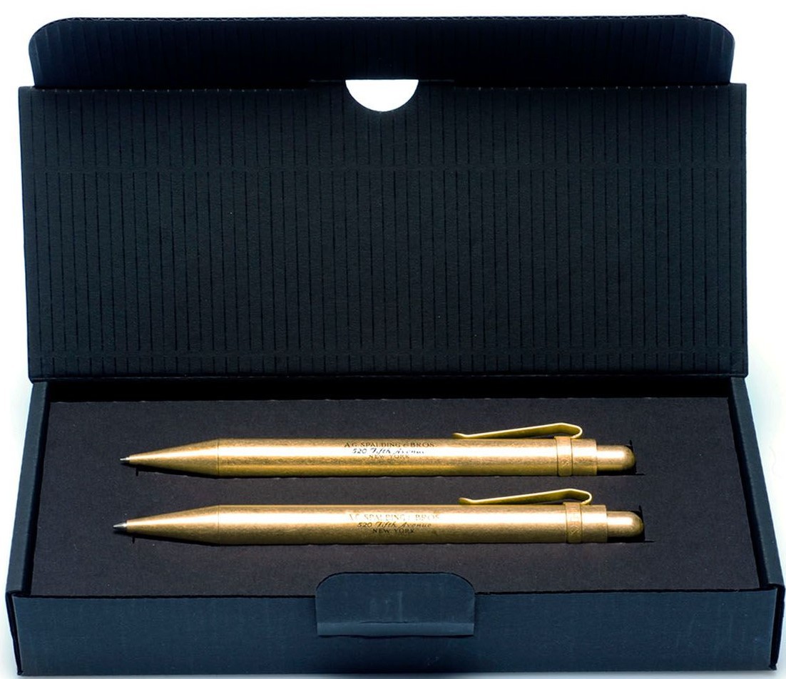 SET PENNA E PORTAMINE COLOR OTTONE BRASS