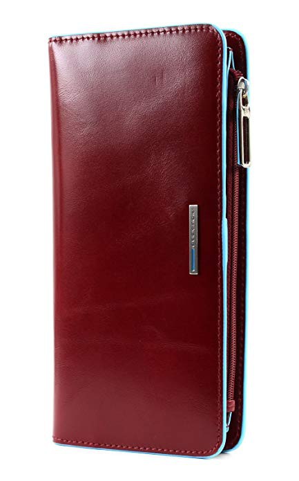 Portafoglio donna 4soffietti chiuso da zip BLUE SQUARE ROSSO