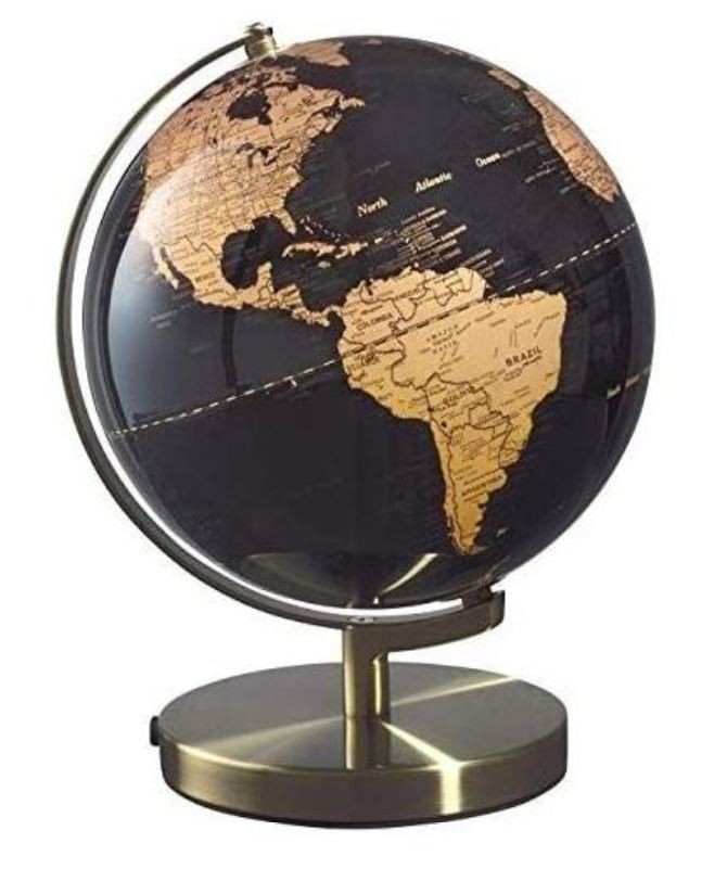 MAPPAMONDO ILLUMINATO - DIAM. 30 cm - COLORE NERO/RAME