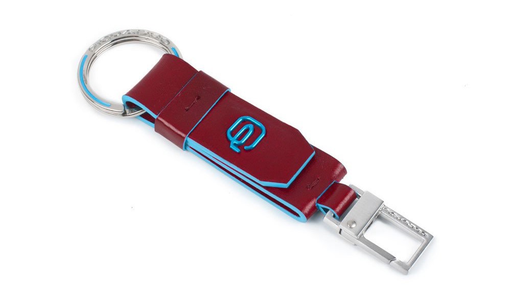 Portachiavi con anella e moschettone Blue Square Rosso