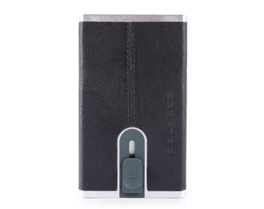 Porta carte di credito con sliding system RFID Black Square Blu Notte