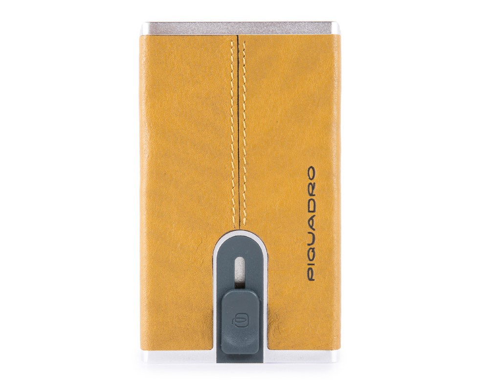 Porta carte di credito con sliding system RFID Black Square Giallo