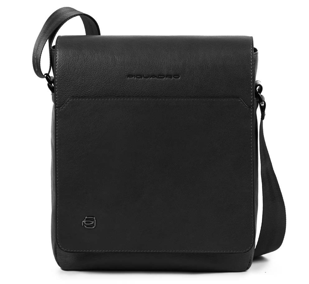 Tracolla verticale porta iPad®Air/Pro 9,7"/11" con patta Black Square Nero