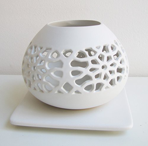 PORTACANDELA IN CERAMICA BIANCO