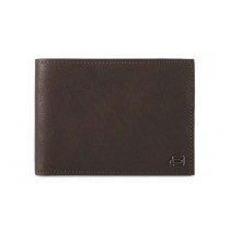Portafoglio uomo con porta documenti, portamonete, porta 7 carte di credito RFID Black Square Testa Moro