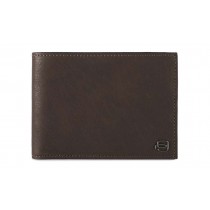 Portafoglio uomo con portamonete e porta 4 carte di credito RFID Black Square Testa Moro